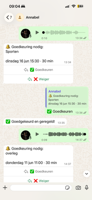 Inspreken — spraakbericht naar Annabel in WhatsApp